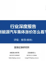 汽车行业深度报告：新能源汽车集体涨价怎么看？