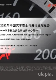 2022年中国汽车安全气囊行业短报告 ——汽车被动安全系统的核心部件