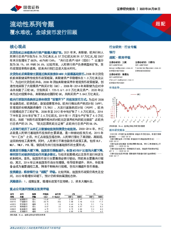 银行流动性系列专题：覆水难收，全球货币发行回顾