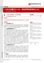 汽车行业销量点评报告:3月批发销量环比+25%,新能源零售渗透率达28%
