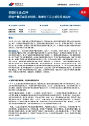 钢铁行业点评:粗钢产量压减目标明确,稳增长下关注板块投资机会