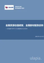 金属&新材料行业2022H2投资策略：金属资源估值修复，金属新材超跌反转