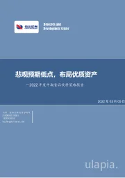2022年度中期食品饮料策略报告：悲观预期低点，布局优质资产