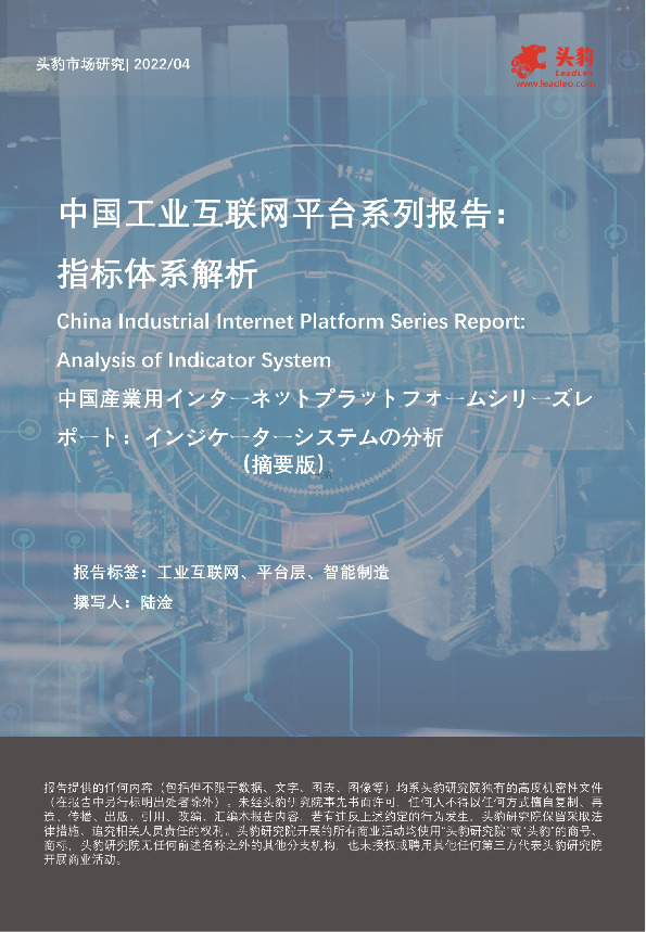 中国工业互联网平台系列报告：指标体系解析