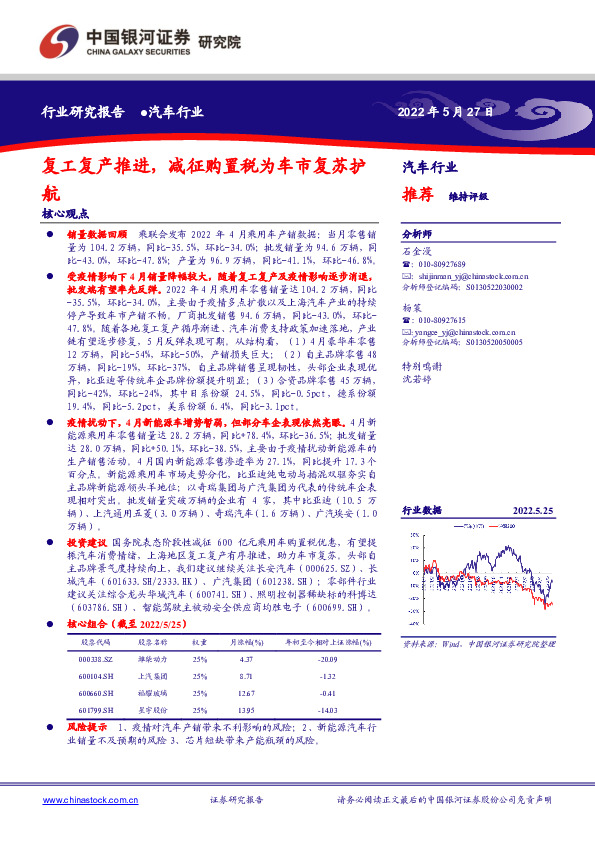 汽车行业：复工复产推进，减征购置税为车市复苏护航