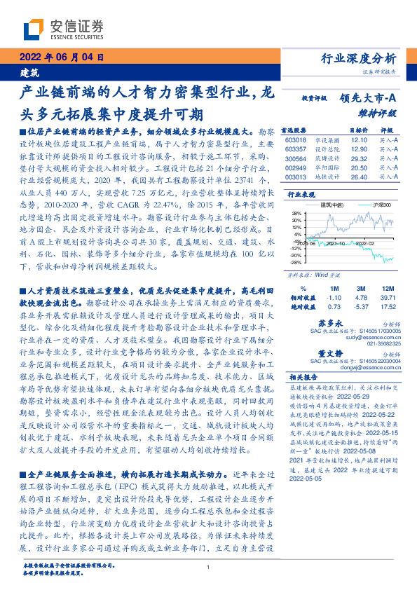 建筑行业深度分析：产业链前端的人才智力密集型行业，龙头多元拓展集中度提升可期