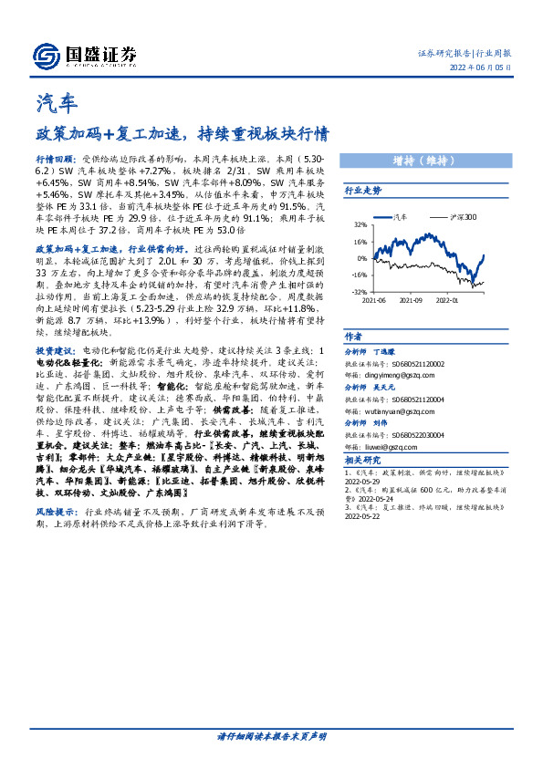 汽车行业周报：政策加码+复工加速，持续重视板块行情