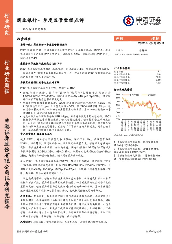 银行行业研究周报：商业银行一季度监管数据点评