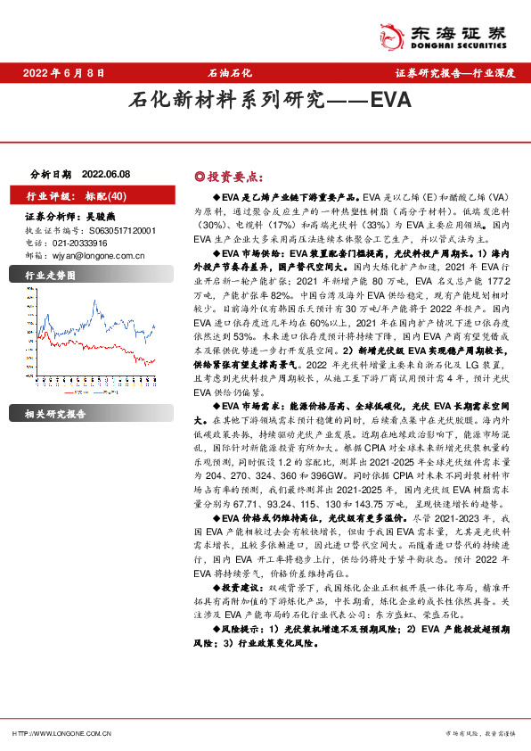石化新材料系列研究——EVA