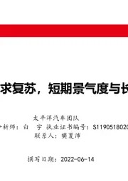 汽车2022年中期策略：政策催化需求复苏，短期景气度与长期成长兼具