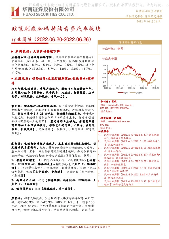 汽车行业周报：政策刺激加码 持续看多汽车板块