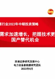 电力设备新能源行业2022年中期投资策略：新能源需求加速增长，把握技术更迭、国产替代机会