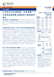 半导体产业月度跟踪：台湾晶圆厂5月营收表现亮眼，持续看好上游设备国产替代
