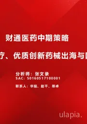 财通医药中期策略：关注消费医疗、优质创新药械出海与国产替代
