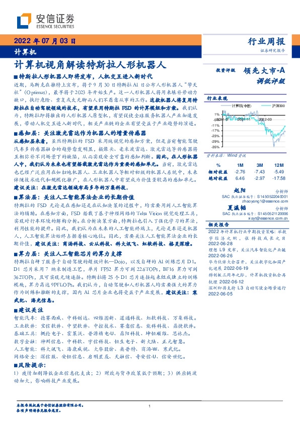 计算机：计算机视角解读特斯拉人形机器人