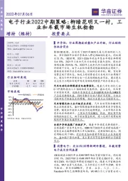 电子行业2022中期策略：柳暗花明又一村，工业和车载市场生机勃勃