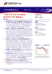 计算机行业2022年中期策略：数字经济下景气赛道盘点