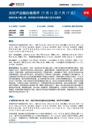 光伏产业链价格周评：硅料价格小幅上涨，组件细分市场顺价能力呈分化趋势