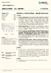基础化工行业研究：新能源化工材料仍受青睐，继续看好相关标的