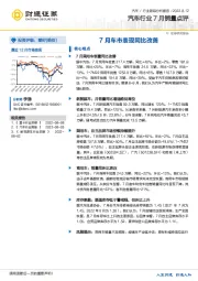 汽车行业7月销量点评：7月车市表现同比改善