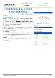 汽车行业周报：比亚迪获得巨额贴补资金，传亿纬锂能将为宝马供应圆柱形电池