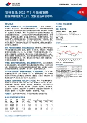 农林牧渔2022年9月投资策略:把握养殖链景气上行,重视种业板块布局