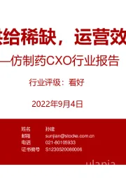仿制药CXO行业报告：优质供给稀缺，运营效率挑战