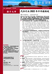 汽车行业2022年半年报综述：Q2业绩触底，后续有望改善