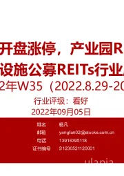 基础设施公募REITs行业周报：保租房REITs开盘涨停，产业园REITs加速落地——2022年W35