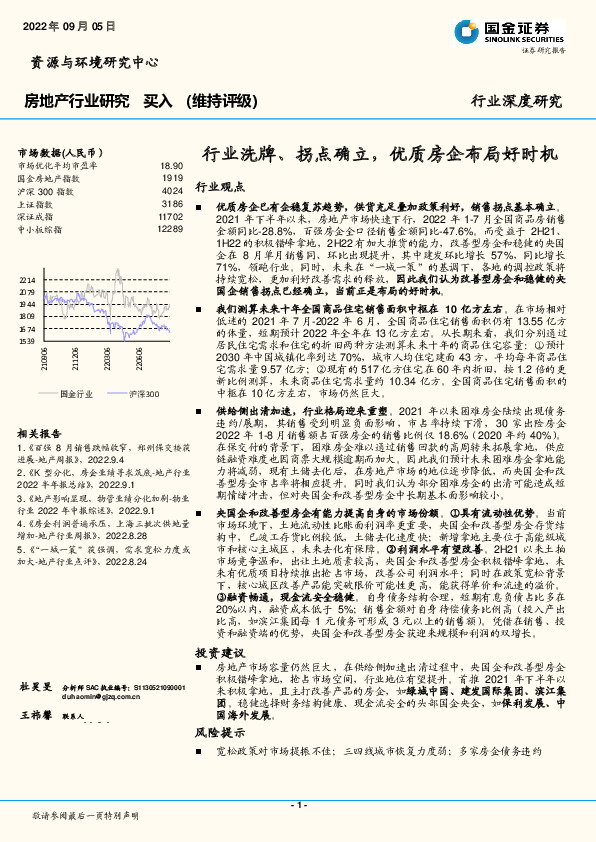 房地产行业研究：行业洗牌、拐点确立，优质房企布局好时机