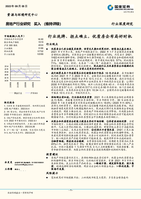 房地产行业研究：行业洗牌、拐点确立，优质房企布局好时机