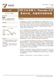 VR行业专题1：Pancake光学落地加速，把握硬件创新机遇