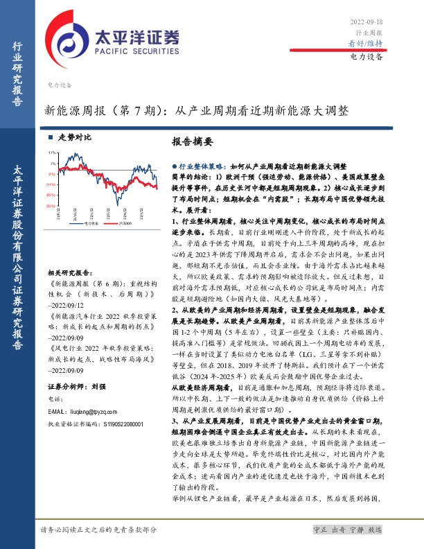 新能源周报（第7期）：从产业周期看近期新能源大调整