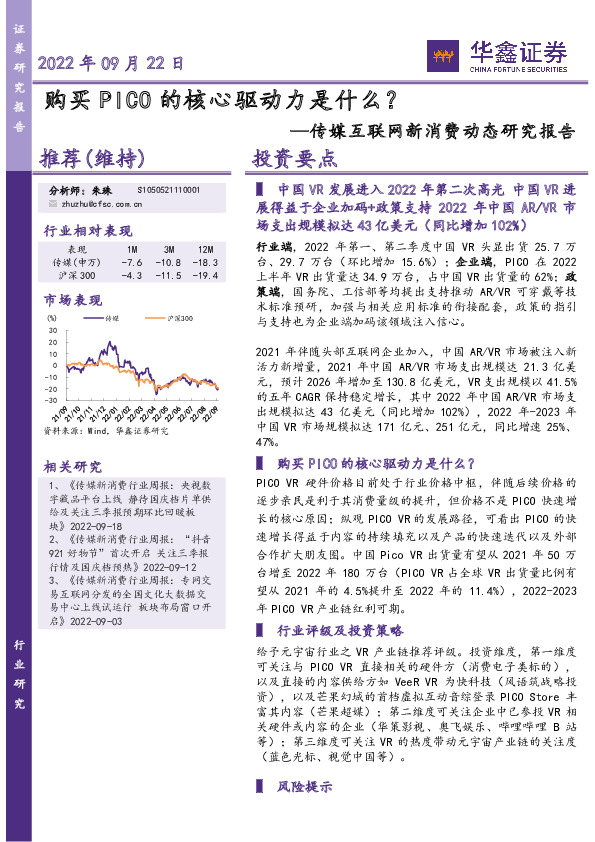 传媒互联网新消费动态研究报告：购买PICO的核心驱动力是什么？