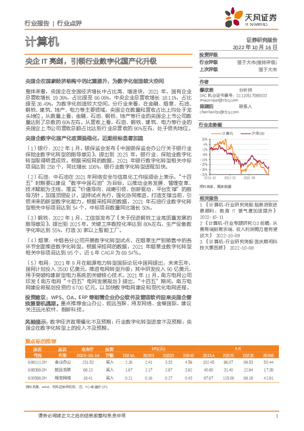 计算机：央企IT亮剑，引领行业数字化国产化升级