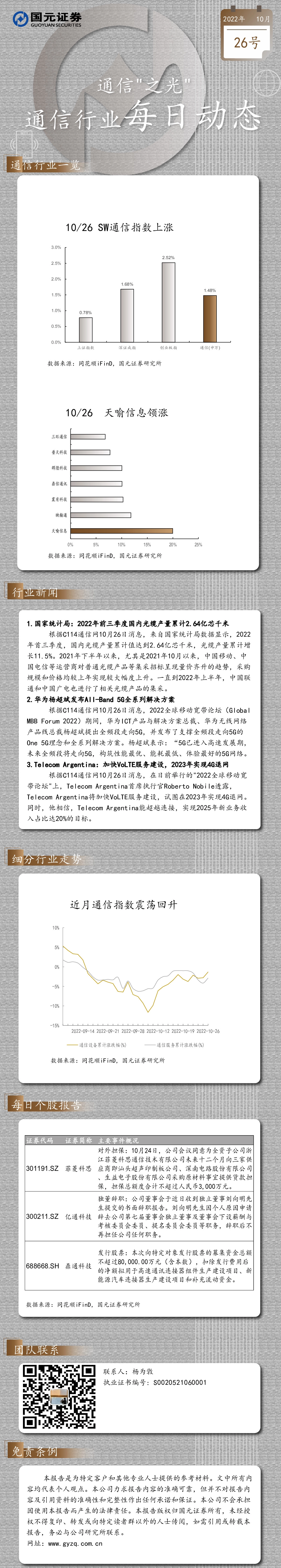 通信行业每日动态：通信“之光”