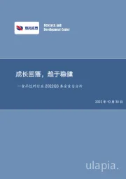 食品饮料行业2022Q3基金重仓分析：成长回落，趋于稳健