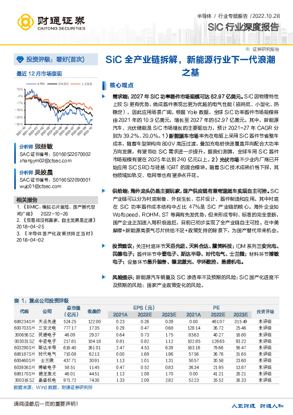 SiC行业深度报告：SiC全产业链拆解，新能源行业下一代浪潮之基