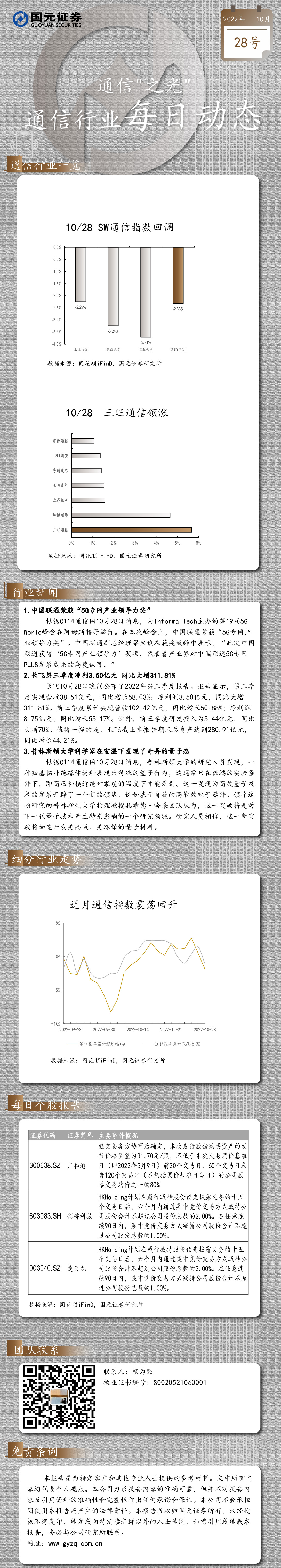 通信行业每日动态：通信“之光”