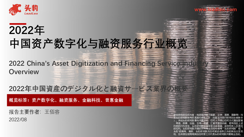 2022年中国资产数字化与融资服务行业概览