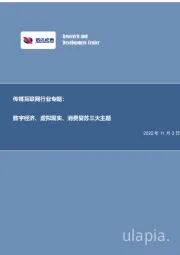 传媒互联网行业专题：数字经济、虚拟现实、消费复苏三大主题