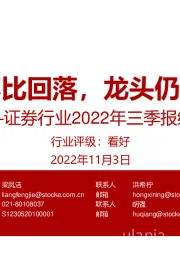 证券行业2022年三季报综述:业绩环比回落,龙头仍具韧性
