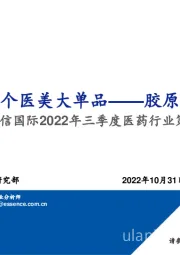 2022年三季度医药行业策略会：下一个医美大单品——胶原蛋白