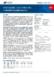 汽车行业周报（2022年第45周）：10月新能源乘用车批发销量同比增长约87%