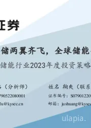 储能行业2023年度投资策略：大储户储两翼齐飞，全球储能齐放量