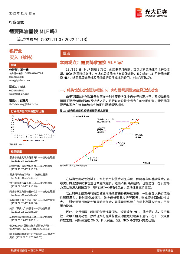 银行业流动性周报：需要降准置换MLF吗？