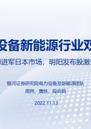 电力设备新能源行业双周报：宁德进军日本市场，明阳发布股激计划