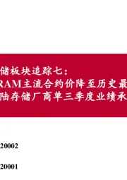 存储板块追踪七：DRAM主流合约价降至历史最低水位 大陆存储厂商单三季度业绩承压