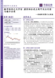 传媒新消费行业周报：数字经济之元宇宙 虚实结合是主线可关注内容与媒介共荣