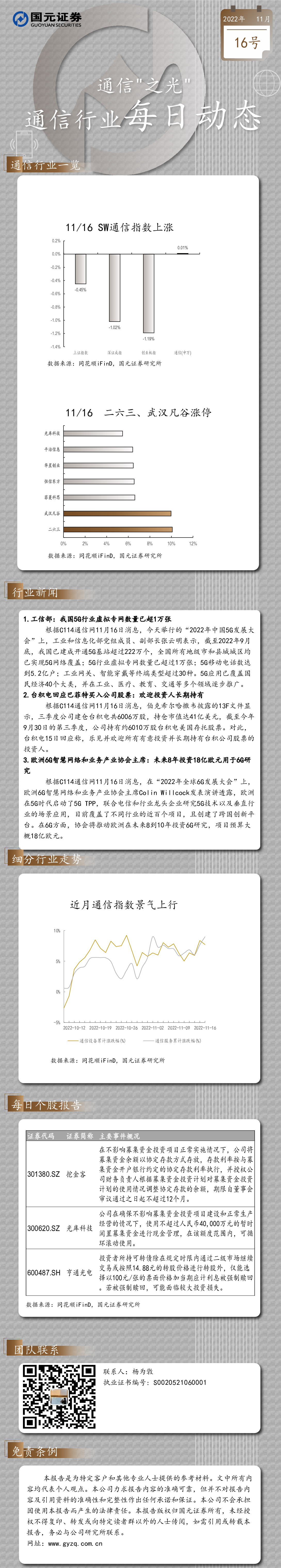 通信行业每日动态：通信“之光”